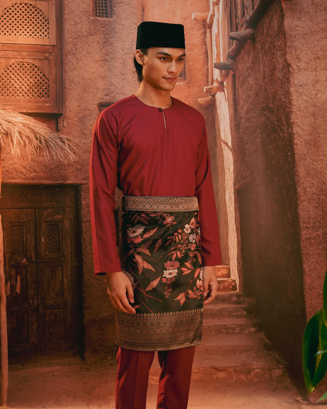 Seri Kenanga Instant Sampin Adult - Maroon & Gold