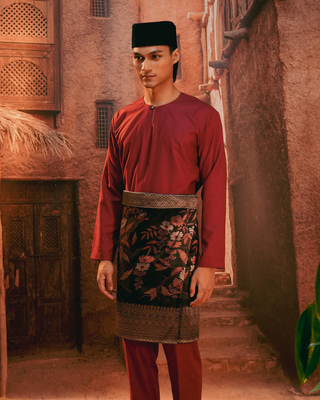 Seri Kenanga Instant Sampin Adult - Maroon & Gold