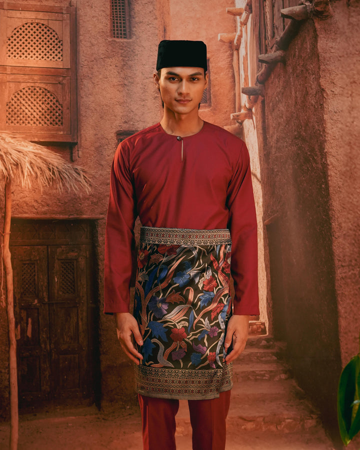 Anyaman Lestari Instant Sampin Adult - Navy Blue & Maroon