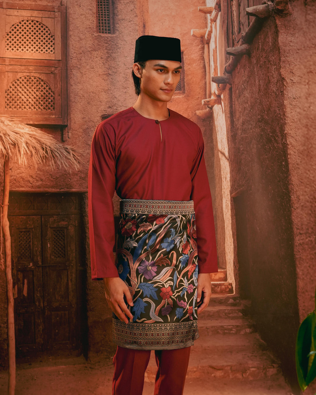 Anyaman Lestari Instant Sampin Adult - Navy Blue & Maroon