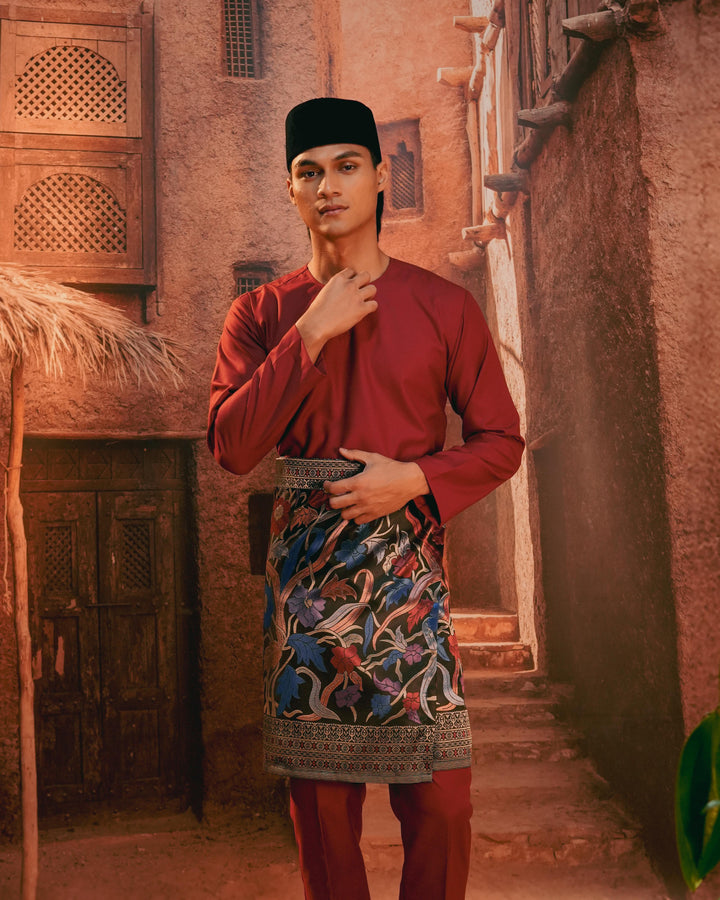 Anyaman Lestari Instant Sampin Adult - Navy Blue & Maroon