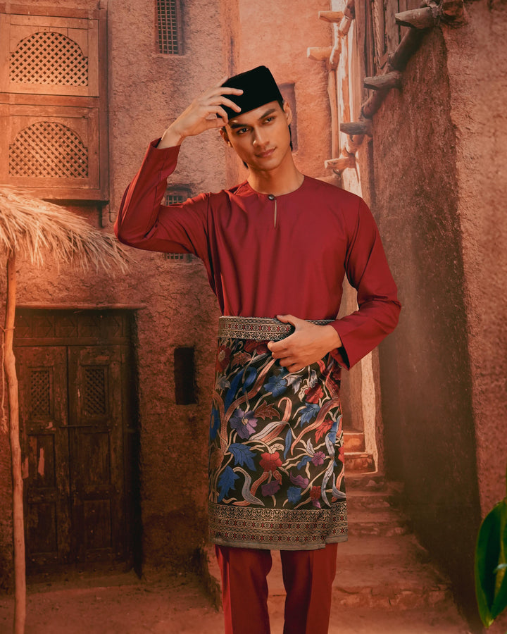 Anyaman Lestari Instant Sampin Adult - Navy Blue & Maroon