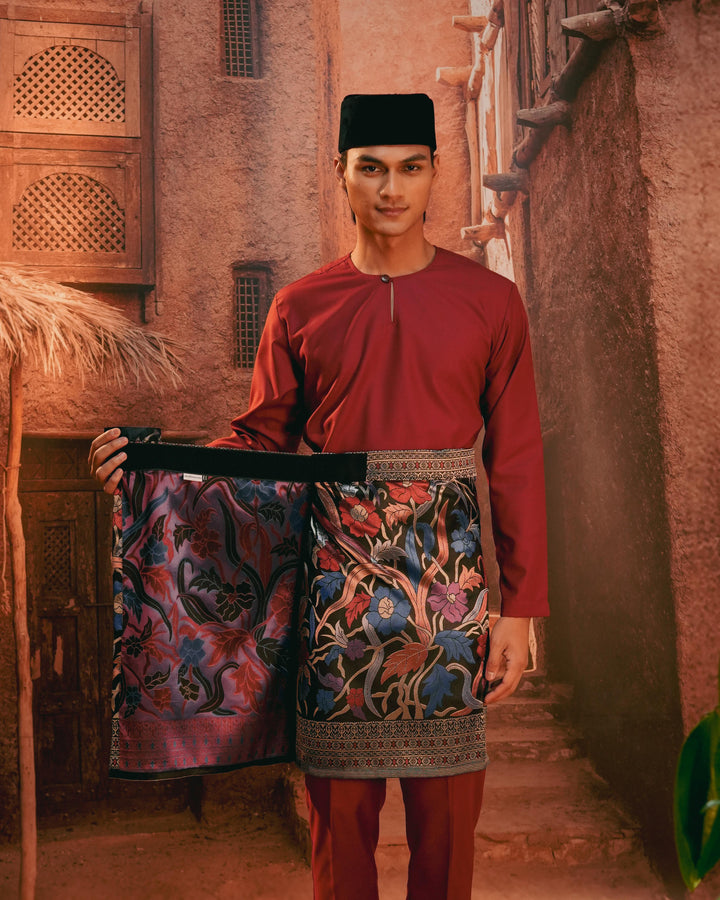 Anyaman Lestari Instant Sampin Adult - Navy Blue & Maroon