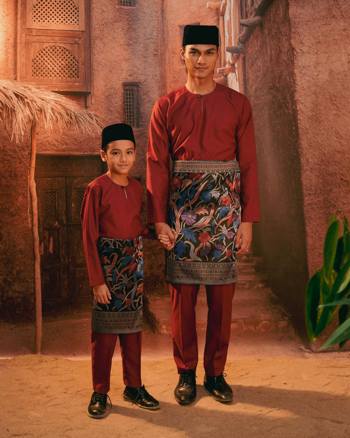 Anyaman Lestari Instant Sampin Adult - Navy Blue & Maroon