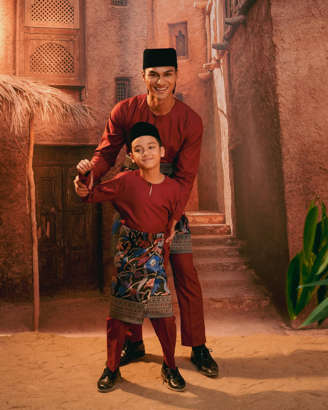 Anyaman Lestari Instant Sampin Kid - Navy Blue & Maroon