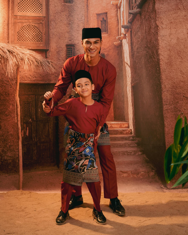 Anyaman Lestari Instant Sampin Kid - Navy Blue & Maroon