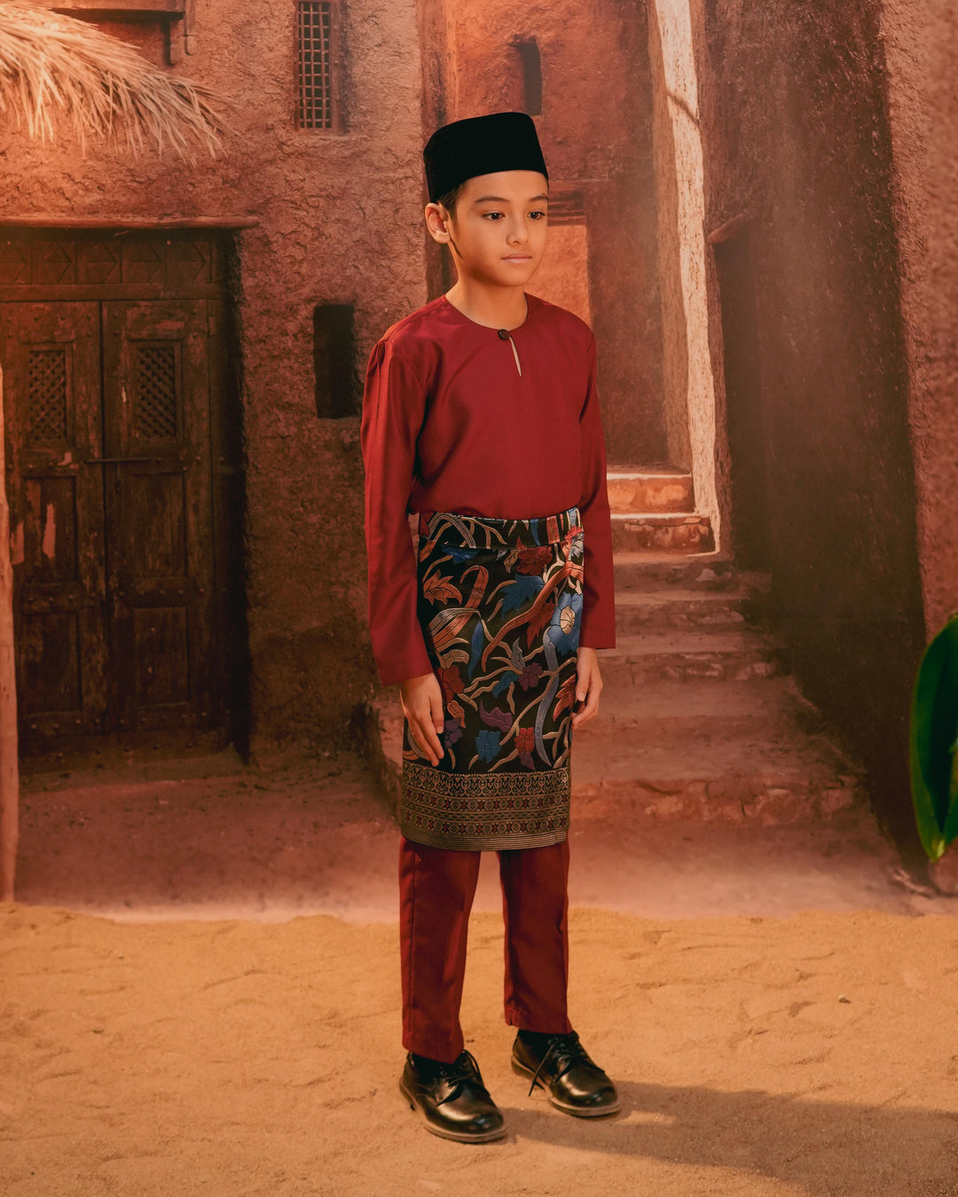 Anyaman Lestari Instant Sampin Kid - Navy Blue & Maroon