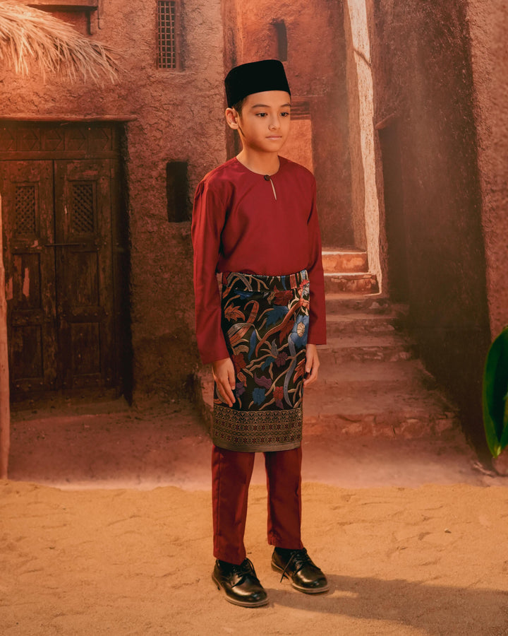 Anyaman Lestari Instant Sampin Kid - Navy Blue & Maroon