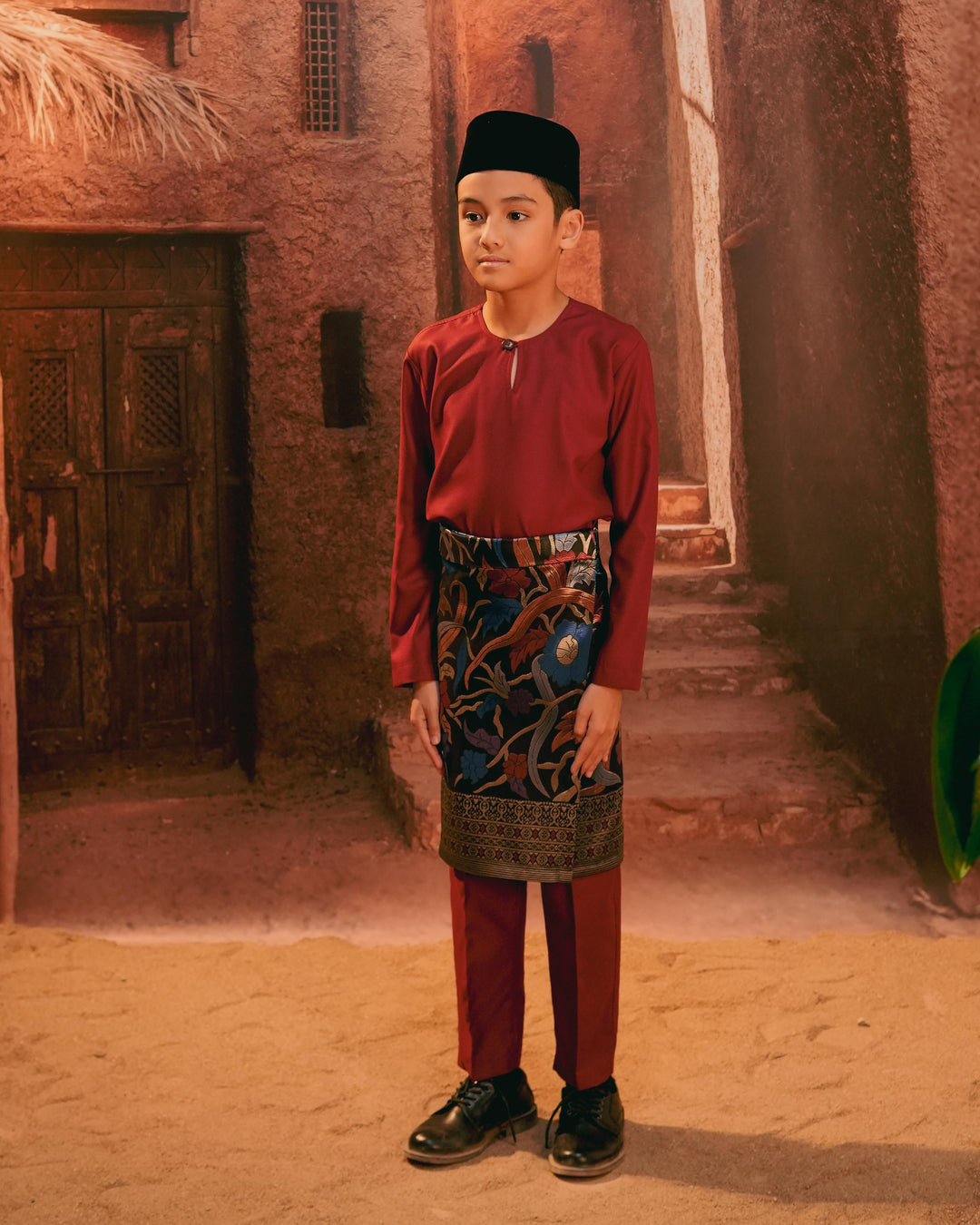 Anyaman Lestari Instant Sampin Kid - Navy Blue & Maroon