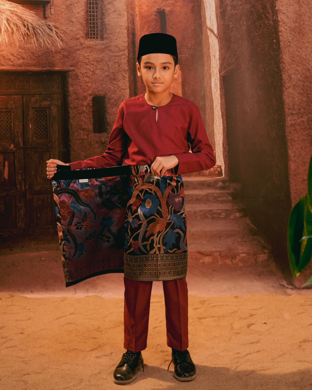 Anyaman Lestari Instant Sampin Kid - Navy Blue & Maroon