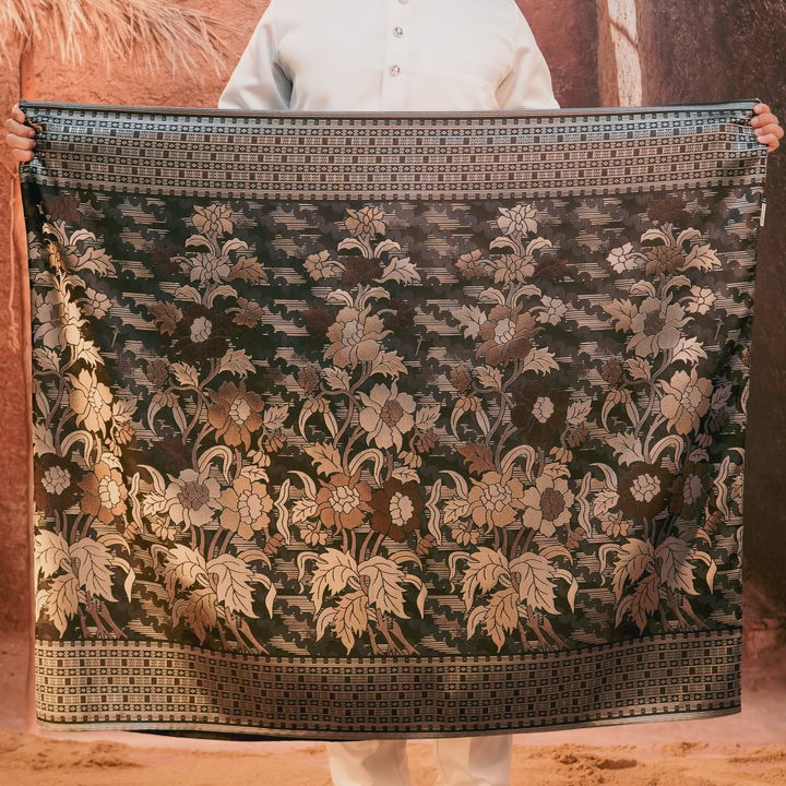 Bunga Raya Original Sampin Adult - Black & Silver