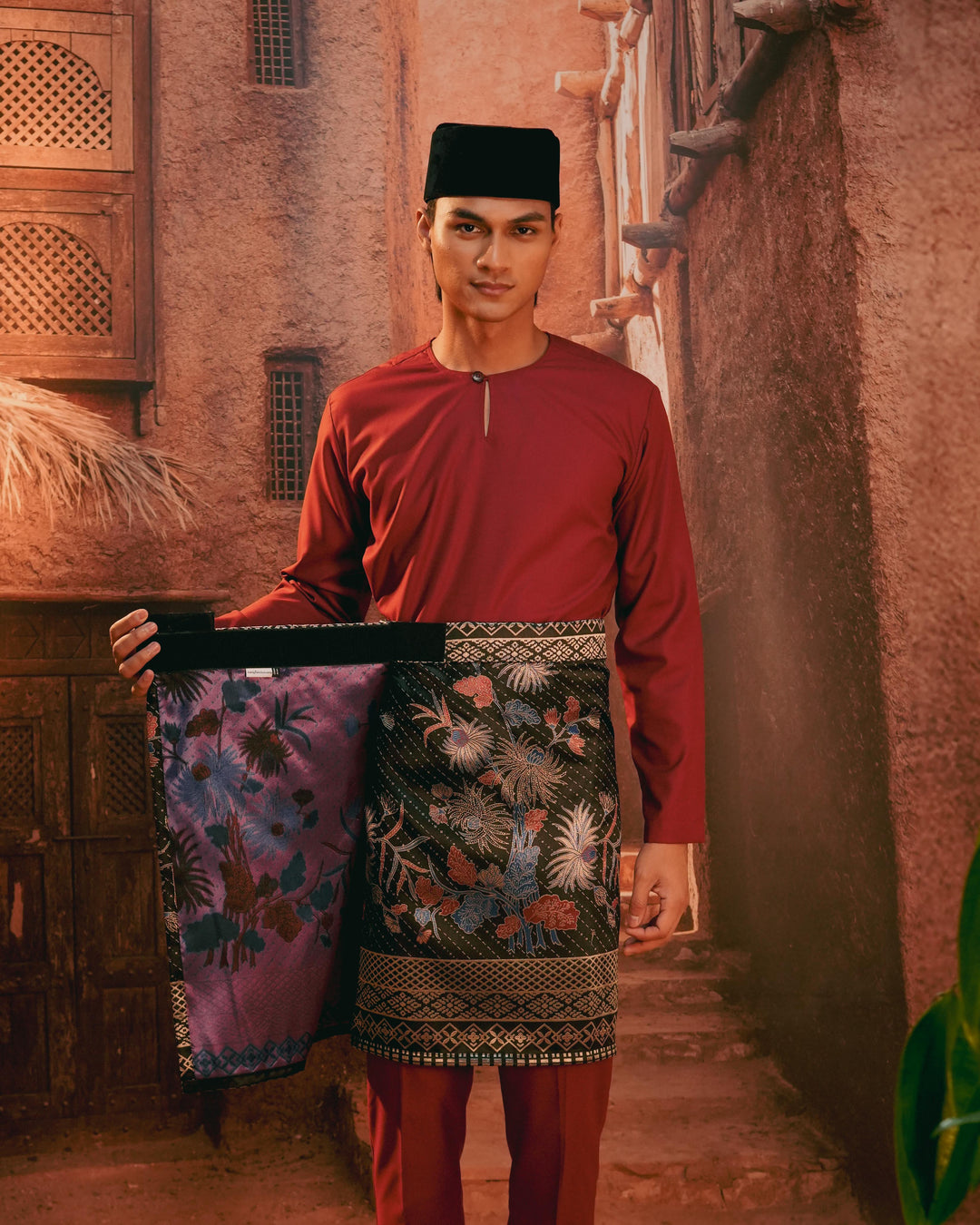 Purnama Instant Sampin Adult - Navy Blue & Maroon