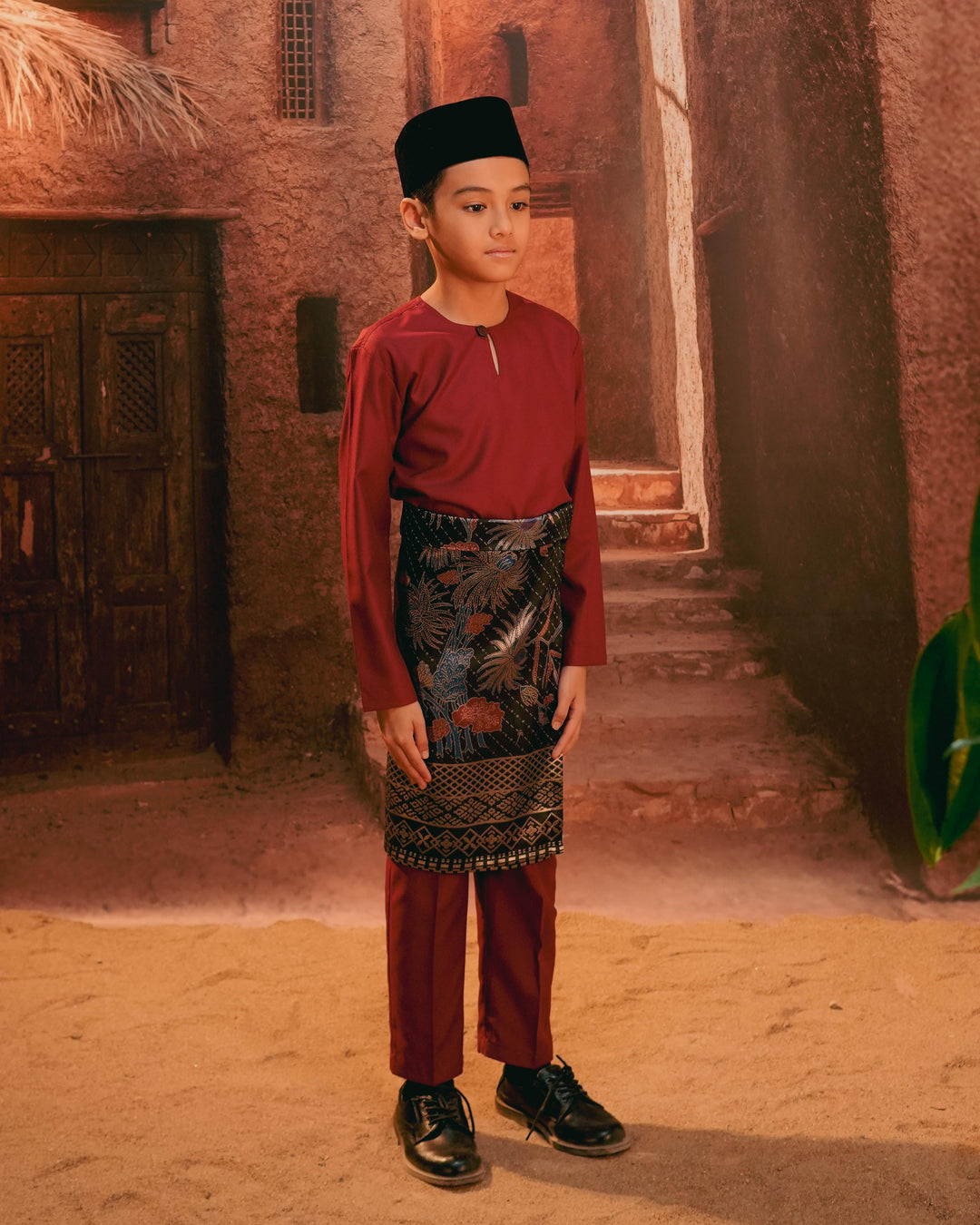 Purnama Instant Sampin Kid - Navy Blue & Maroon