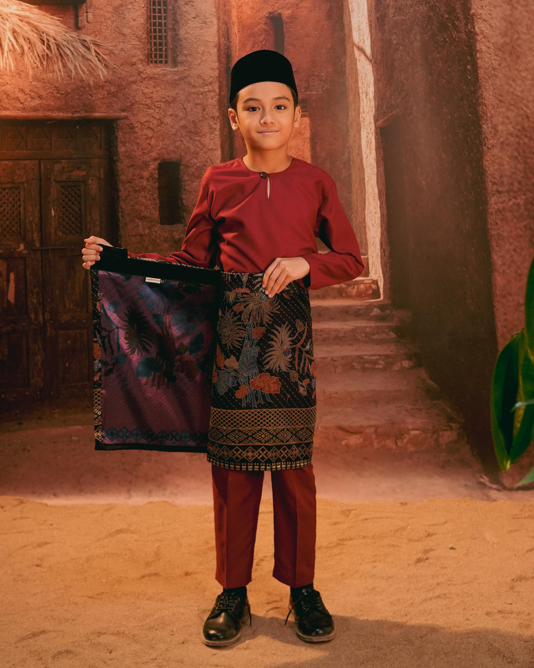 Purnama Instant Sampin Kid - Navy Blue & Maroon