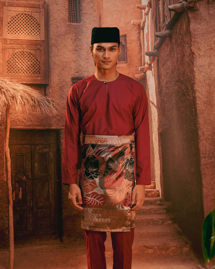 Leka Pantai Instant Sampin Adult - Maroon & Gold