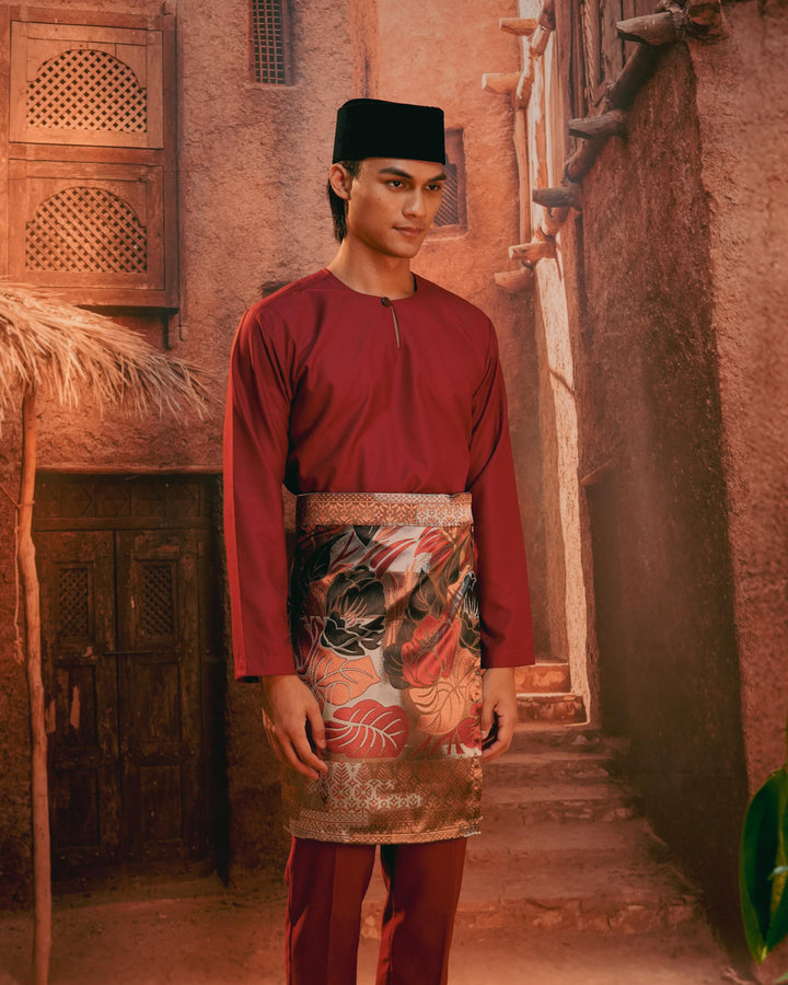 Leka Pantai Instant Sampin Adult - Maroon & Gold