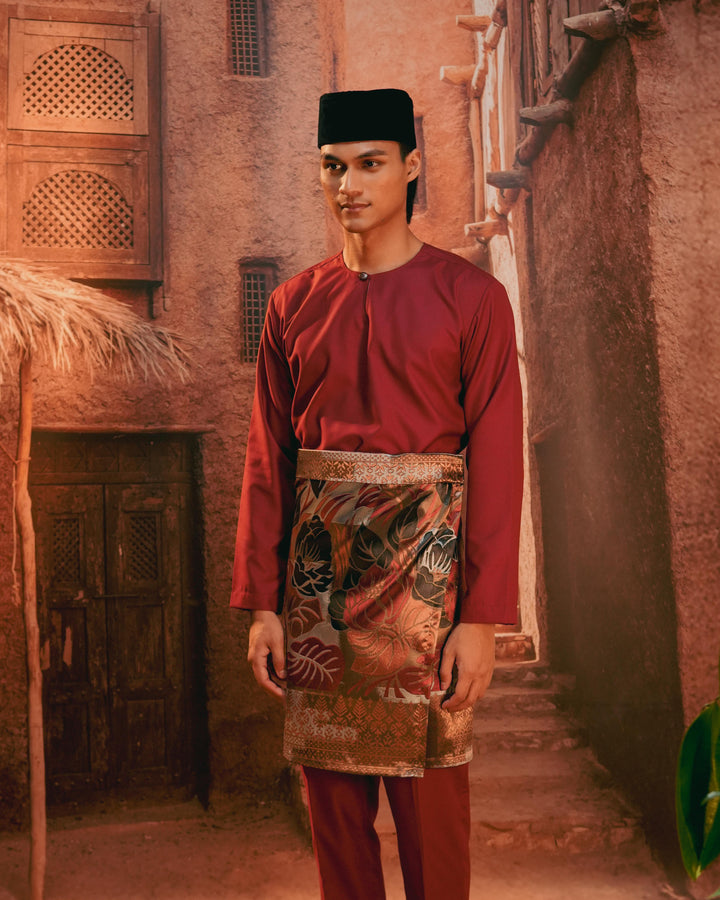 Leka Pantai Instant Sampin Adult - Maroon & Gold