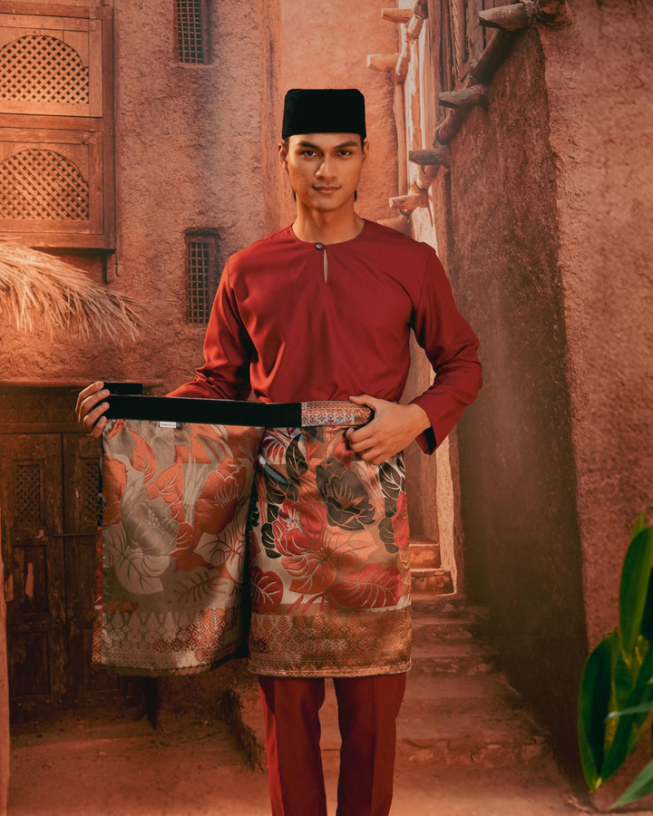 Leka Pantai Instant Sampin Adult - Maroon & Gold