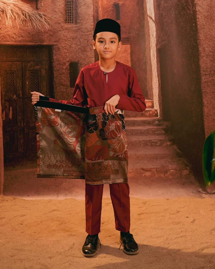 Leka Pantai Instant Sampin Kid - Maroon & Gold