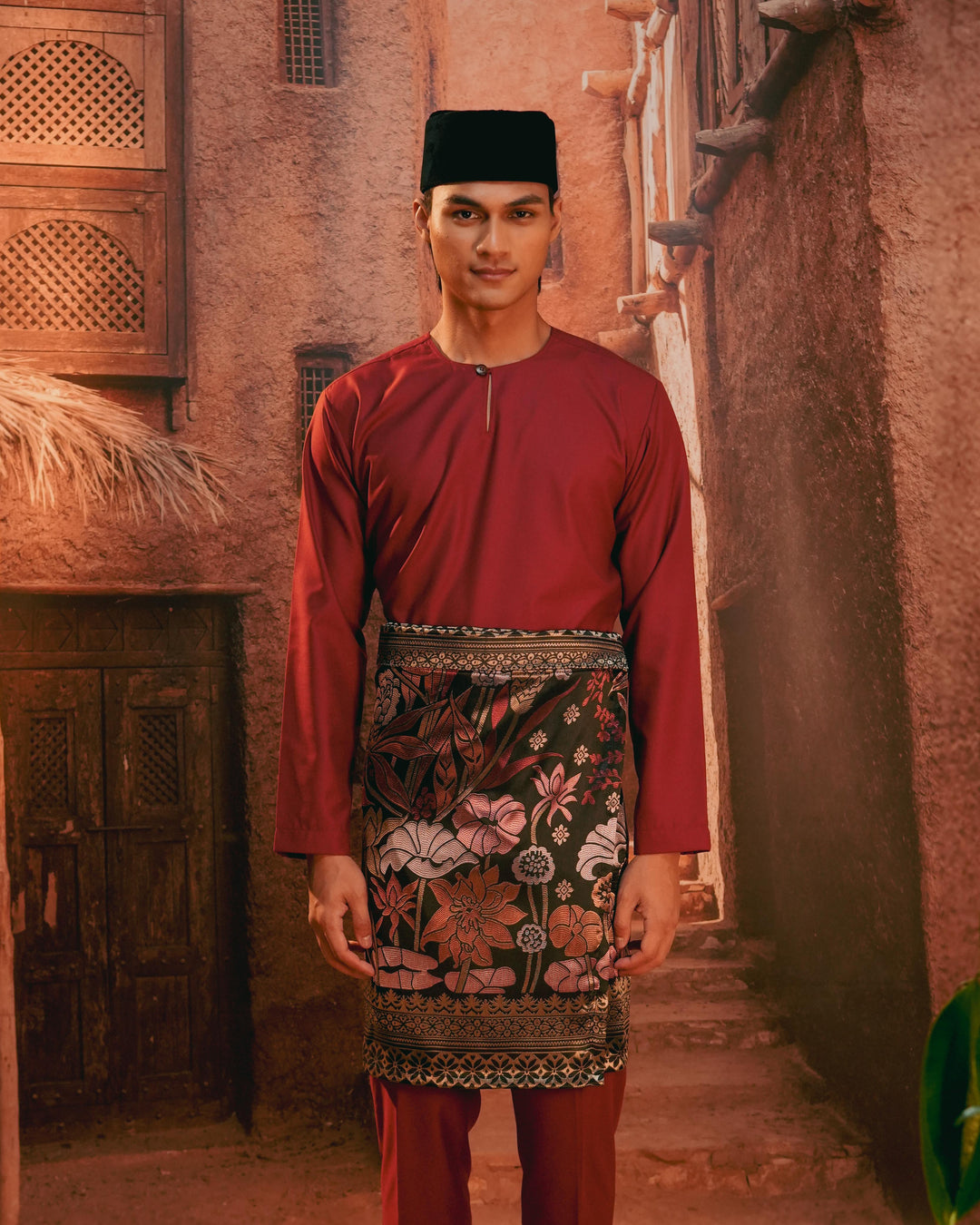 Rimba Hijau Instant Sampin Adult - Maroon & Gold