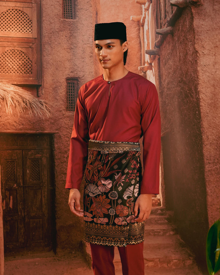 Rimba Hijau Instant Sampin Adult - Maroon & Gold