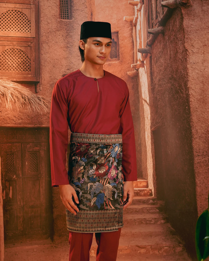 Bunga Raya Instant Sampin Adult - Navy Blue & Maroon