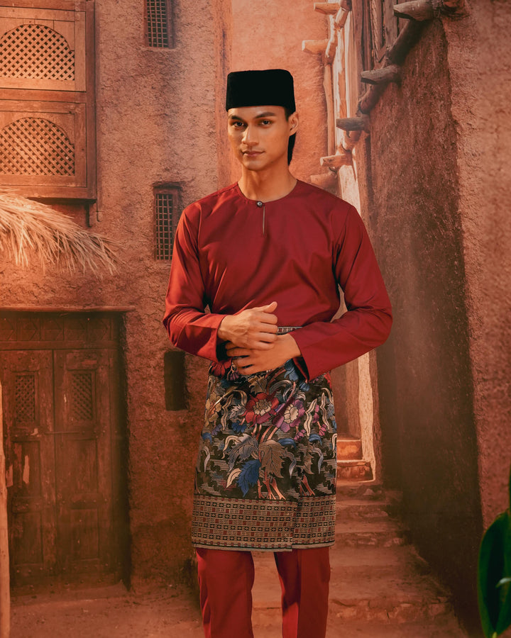 Bunga Raya Instant Sampin Adult - Navy Blue & Maroon