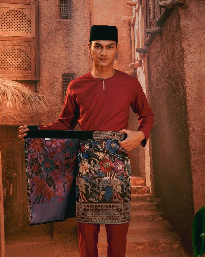 Bunga Raya Instant Sampin Adult - Navy Blue & Maroon