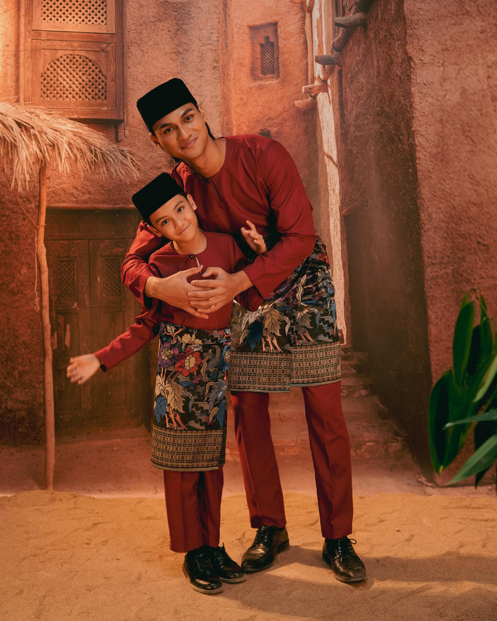 Bunga Raya Instant Sampin Adult - Navy Blue & Maroon