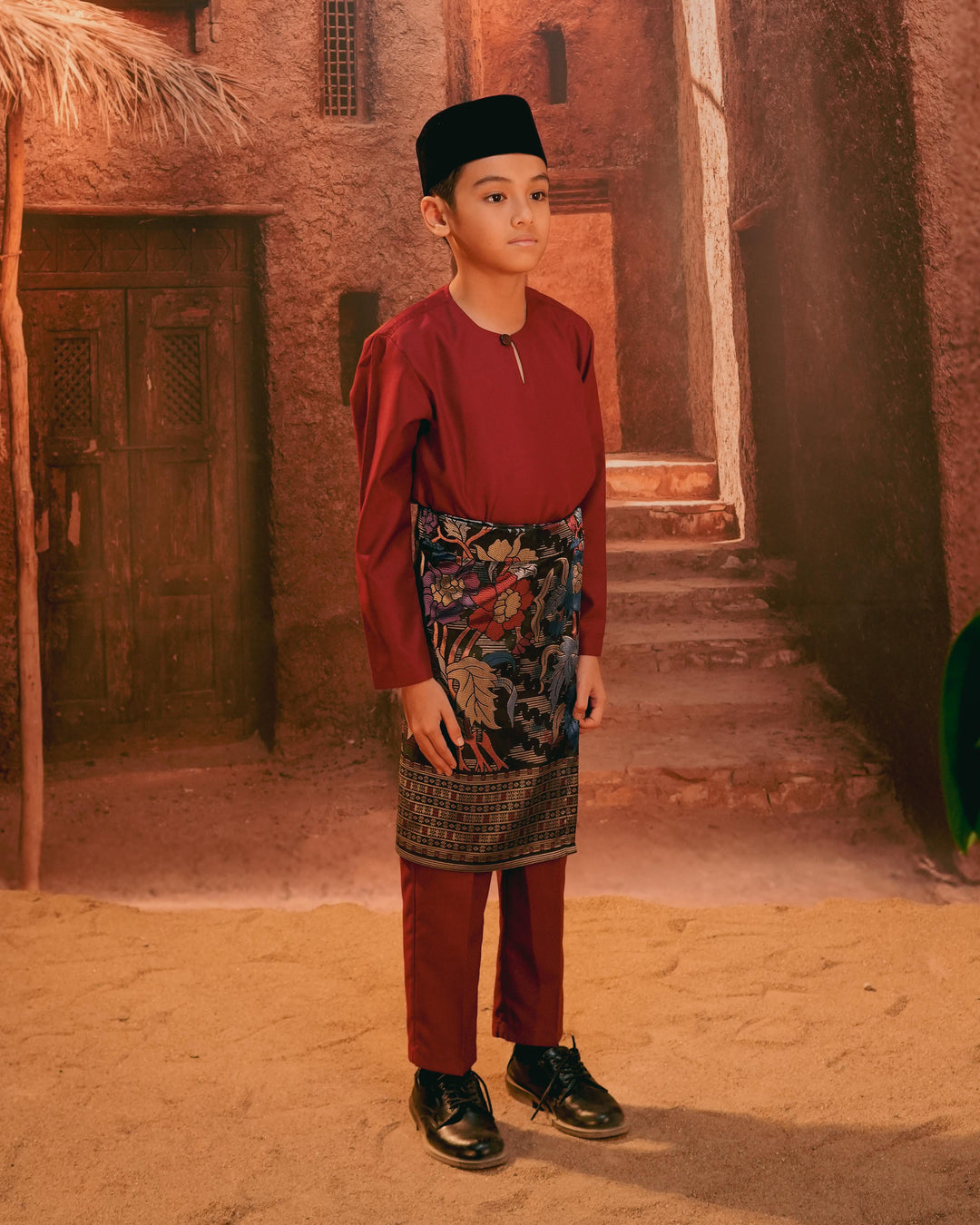 Bunga Raya Instant Sampin Kid - Navy Blue & Maroon