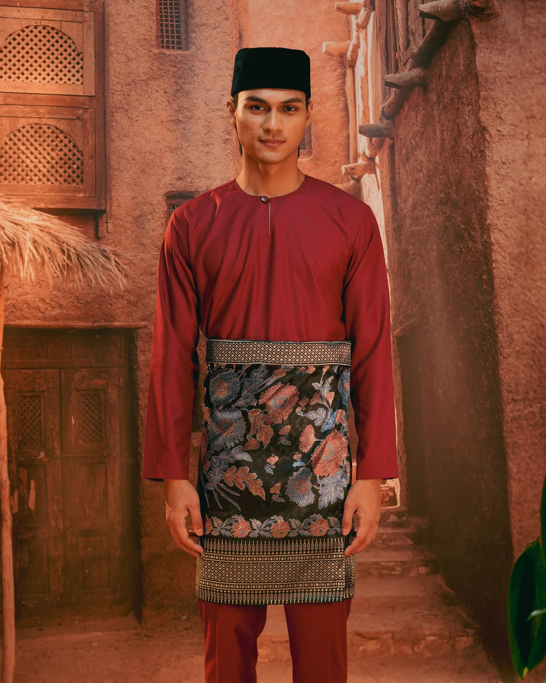 Kekwa Warisan Instant Sampin Adult - Navy Blue & Maroon