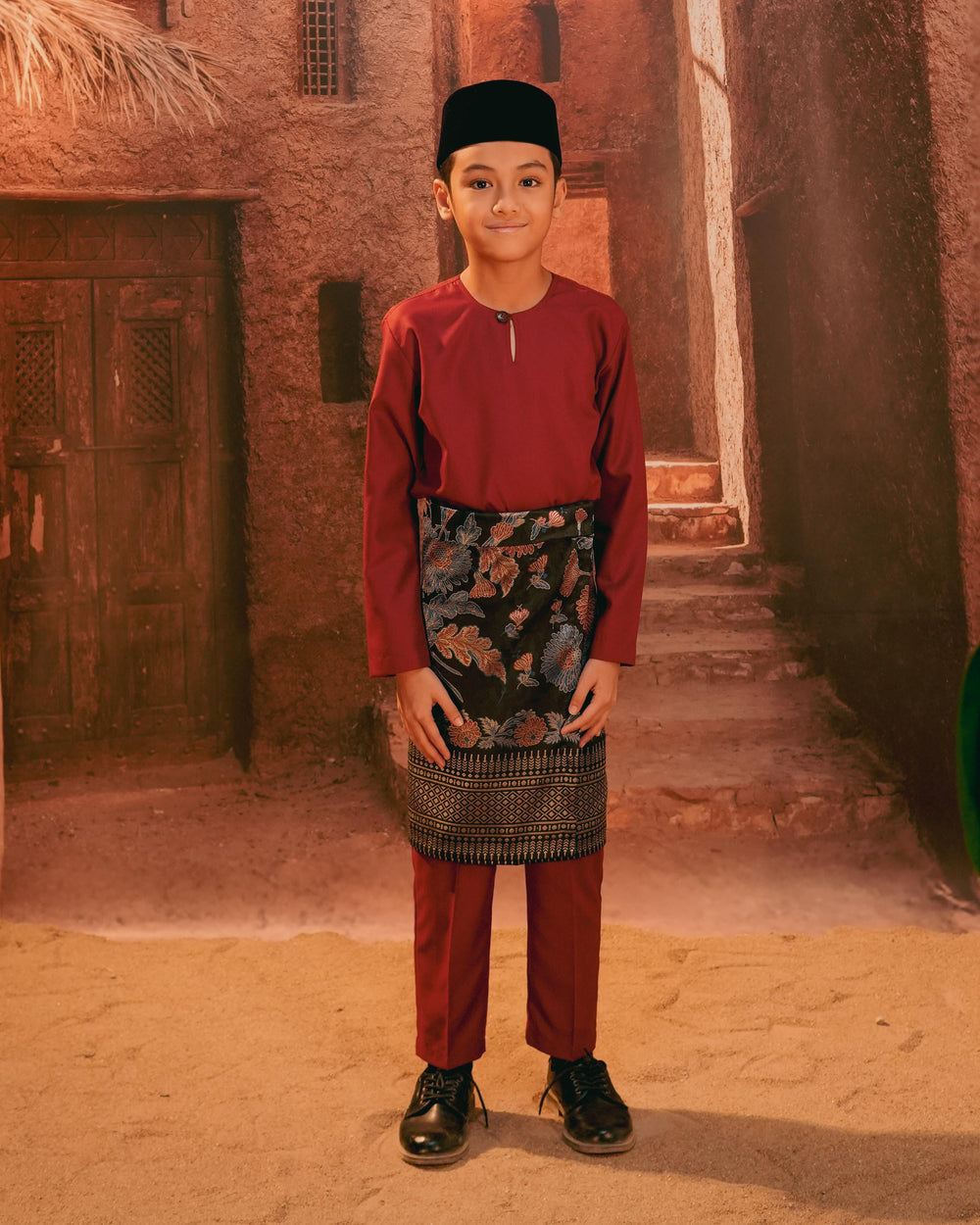 Kekwa Warisan Instant Sampin Kid - Navy Blue & Maroon - SampinExclusiveMy