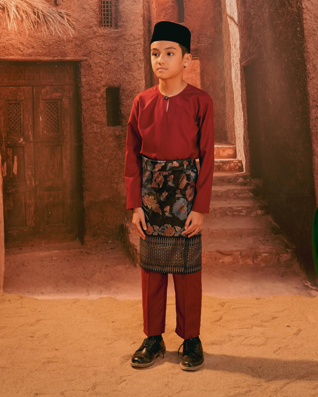 Kekwa Warisan Instant Sampin Kid - Navy Blue & Maroon