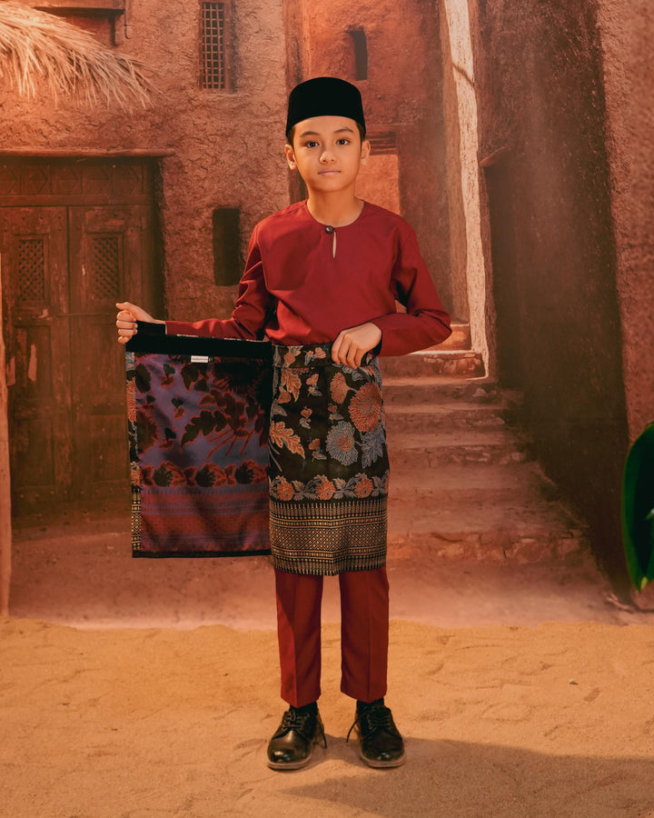 Kekwa Warisan Instant Sampin Kid - Navy Blue & Maroon