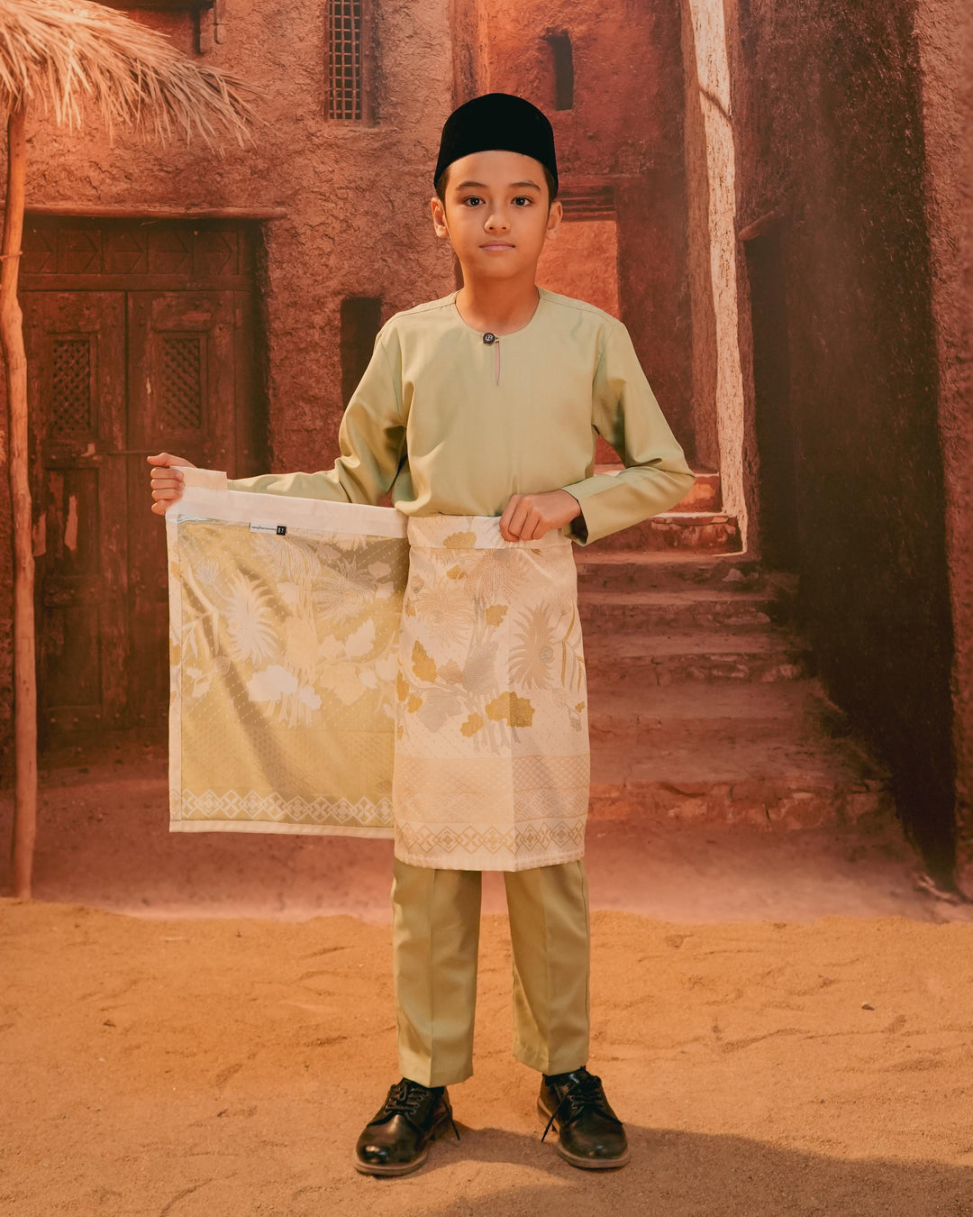 Purnama Instant Sampin Kid - Green & Gold