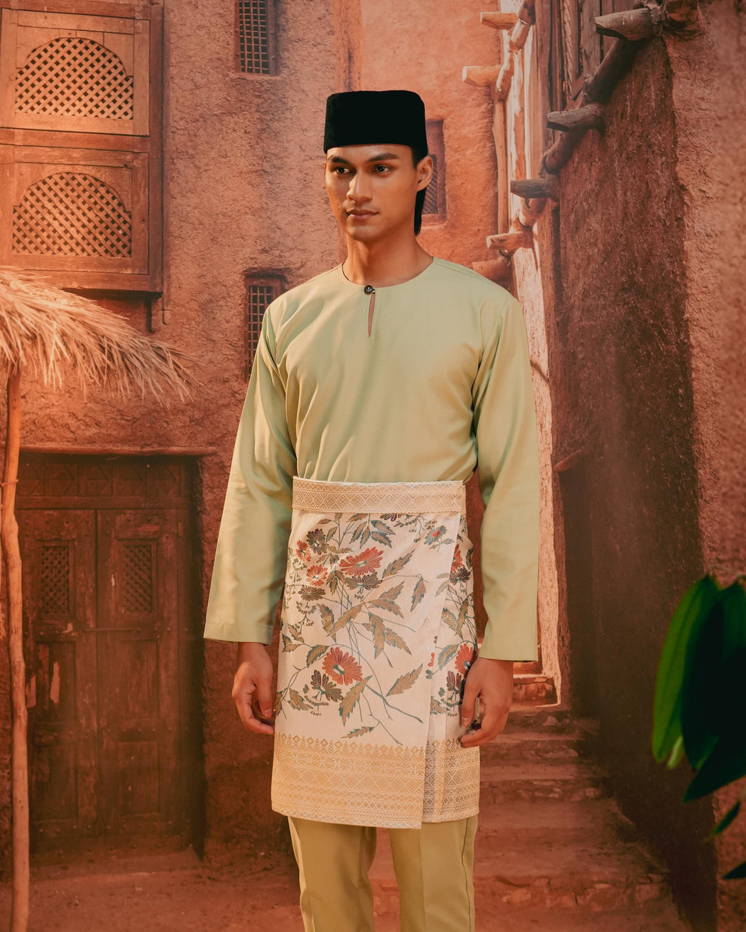 Seri Kenanga Instant Sampin Adult - Soft Maroon & Green