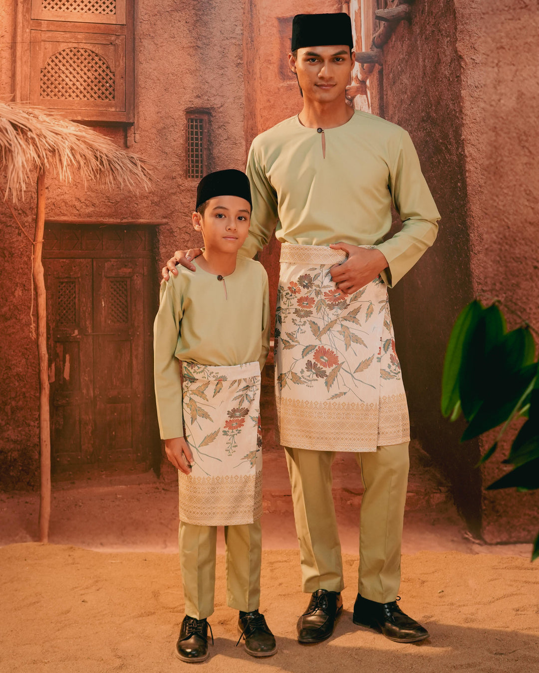 Seri Kenanga Instant Sampin Kid - Soft Maroon & Green