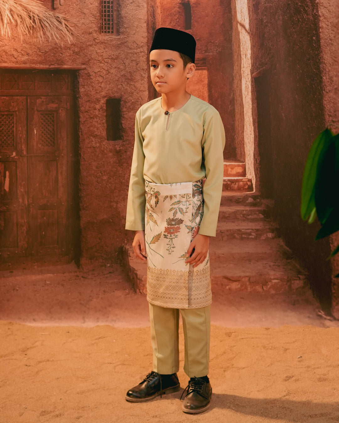 Seri Kenanga Instant Sampin Kid - Soft Maroon & Green