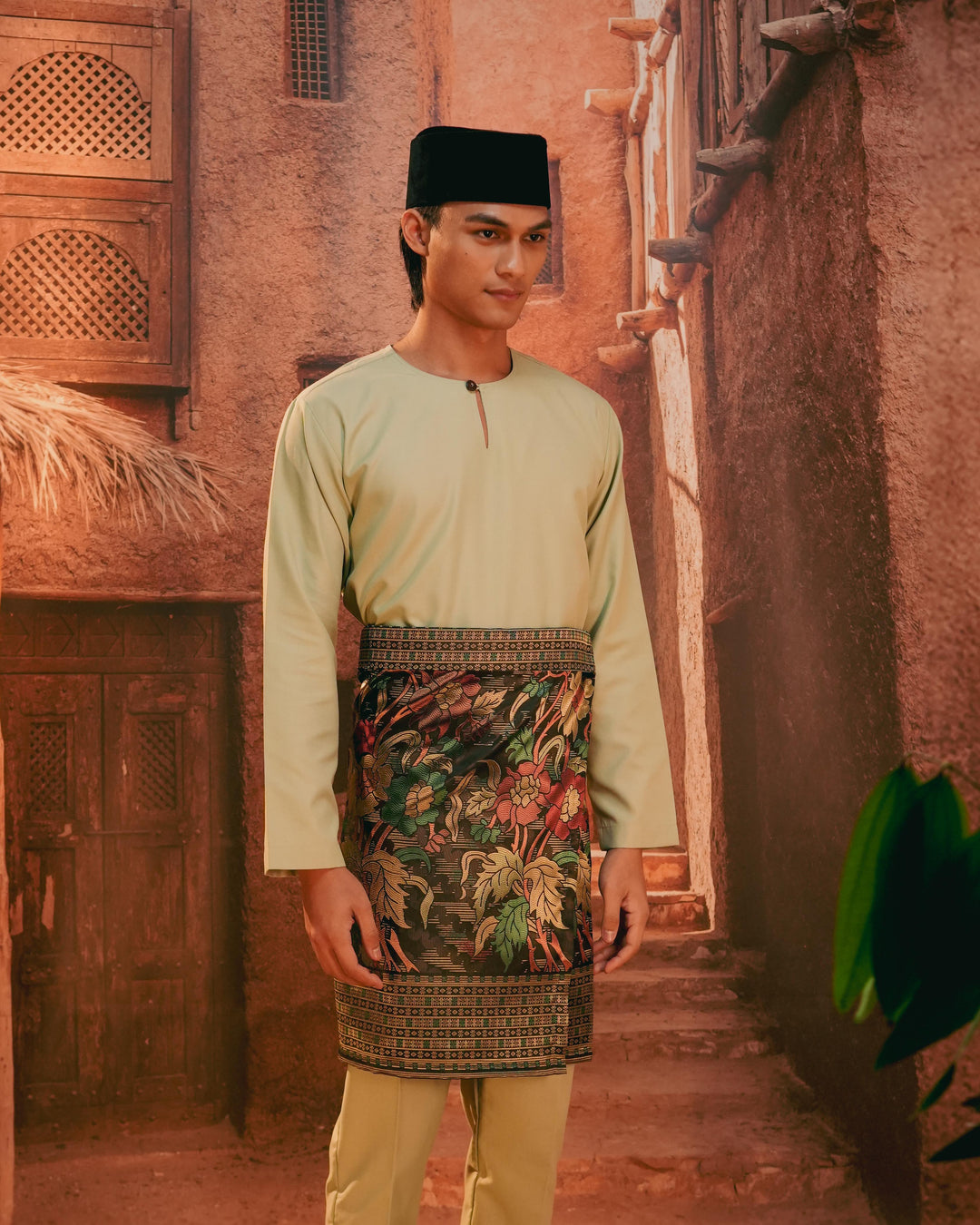 Bunga Raya Instant Sampin Adult - Green & Gold