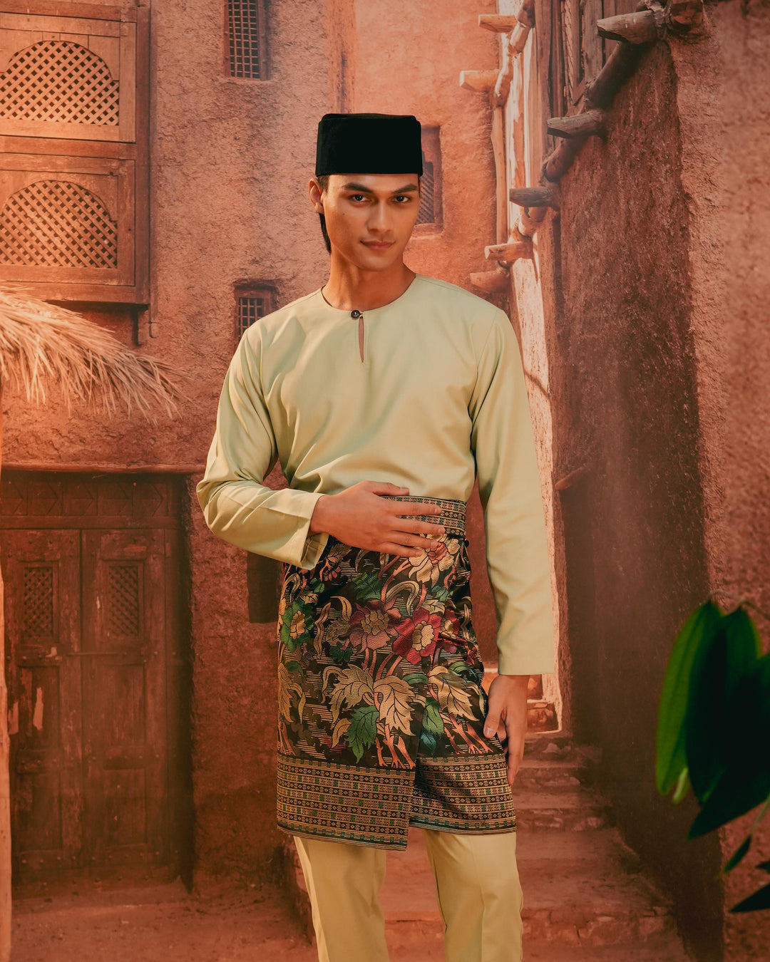 Bunga Raya Instant Sampin Adult - Green & Gold