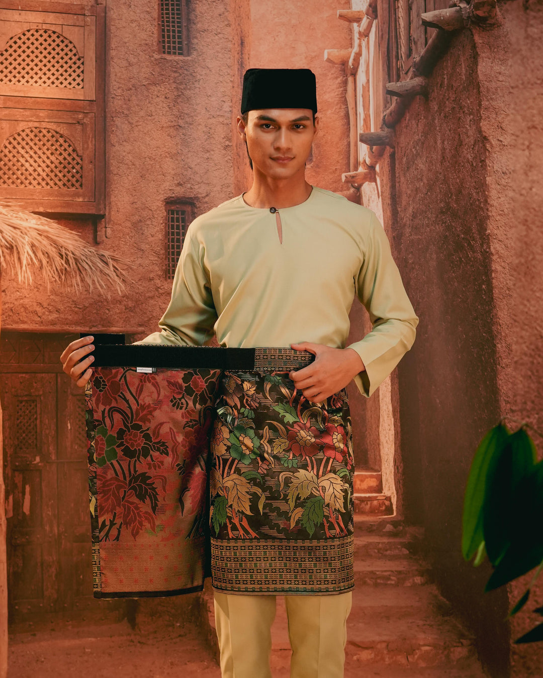 Bunga Raya Instant Sampin Adult - Green & Gold