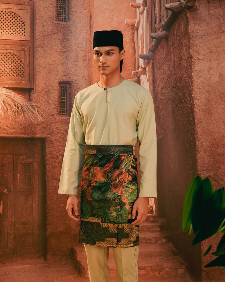 Leka Pantai Instant Sampin Adult - Green & Gold