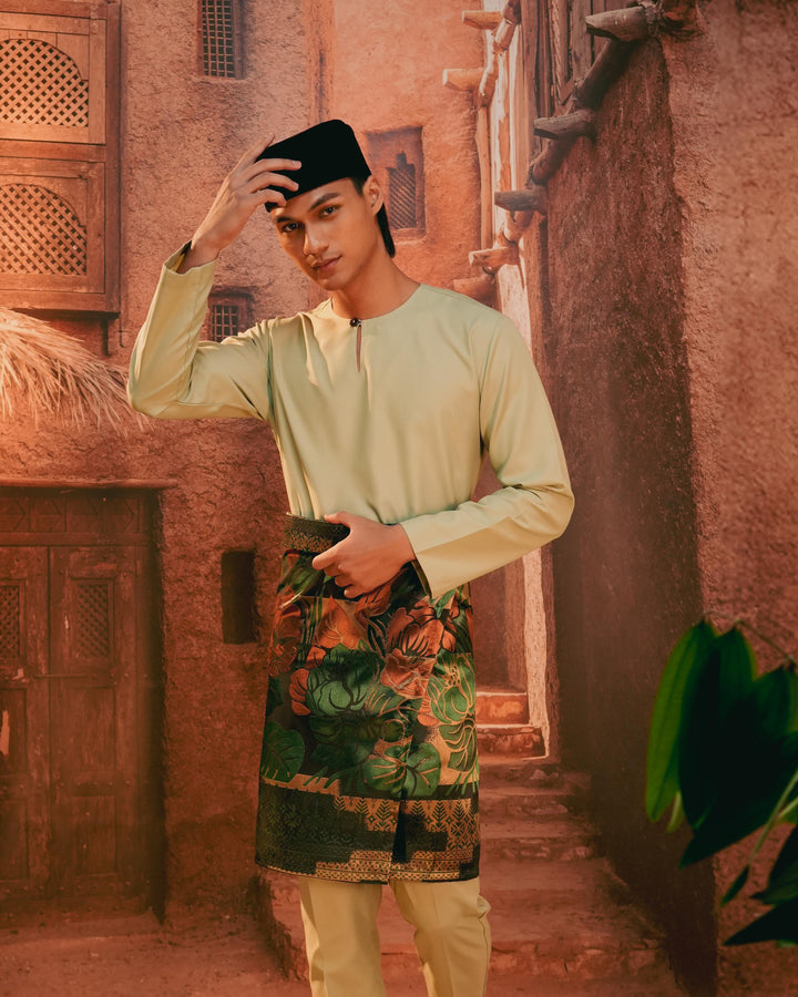 Leka Pantai Instant Sampin Adult - Green & Gold