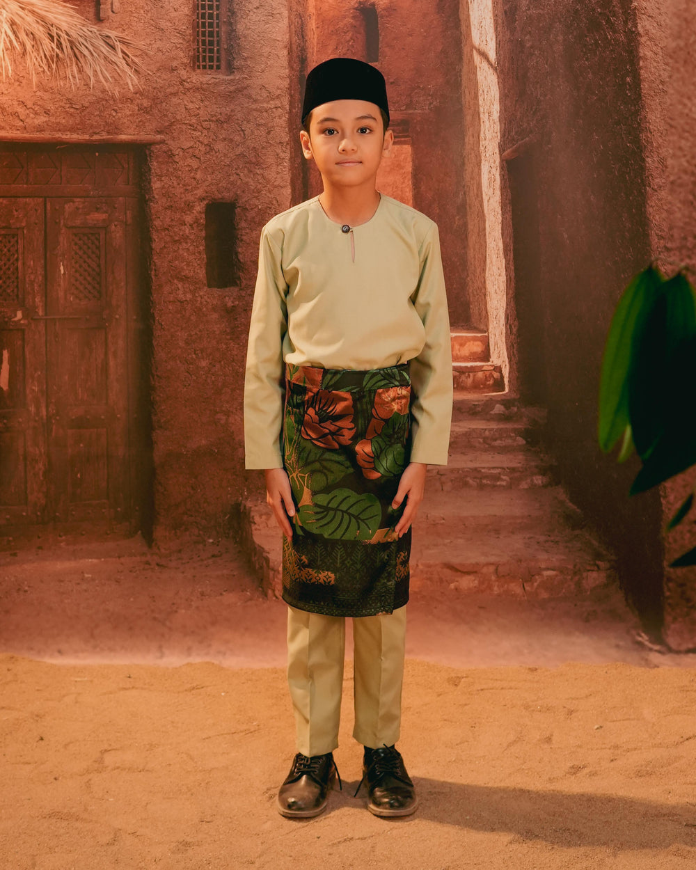 Leka Pantai Instant Sampin Kid - Green & Gold - SampinExclusiveMy