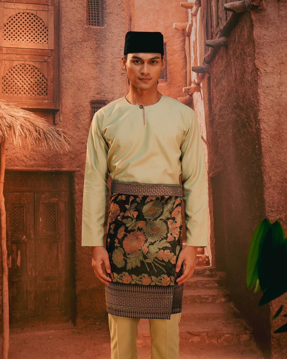 Kekwa Warisan Instant Sampin Adult - Green & Gold - SampinExclusiveMy