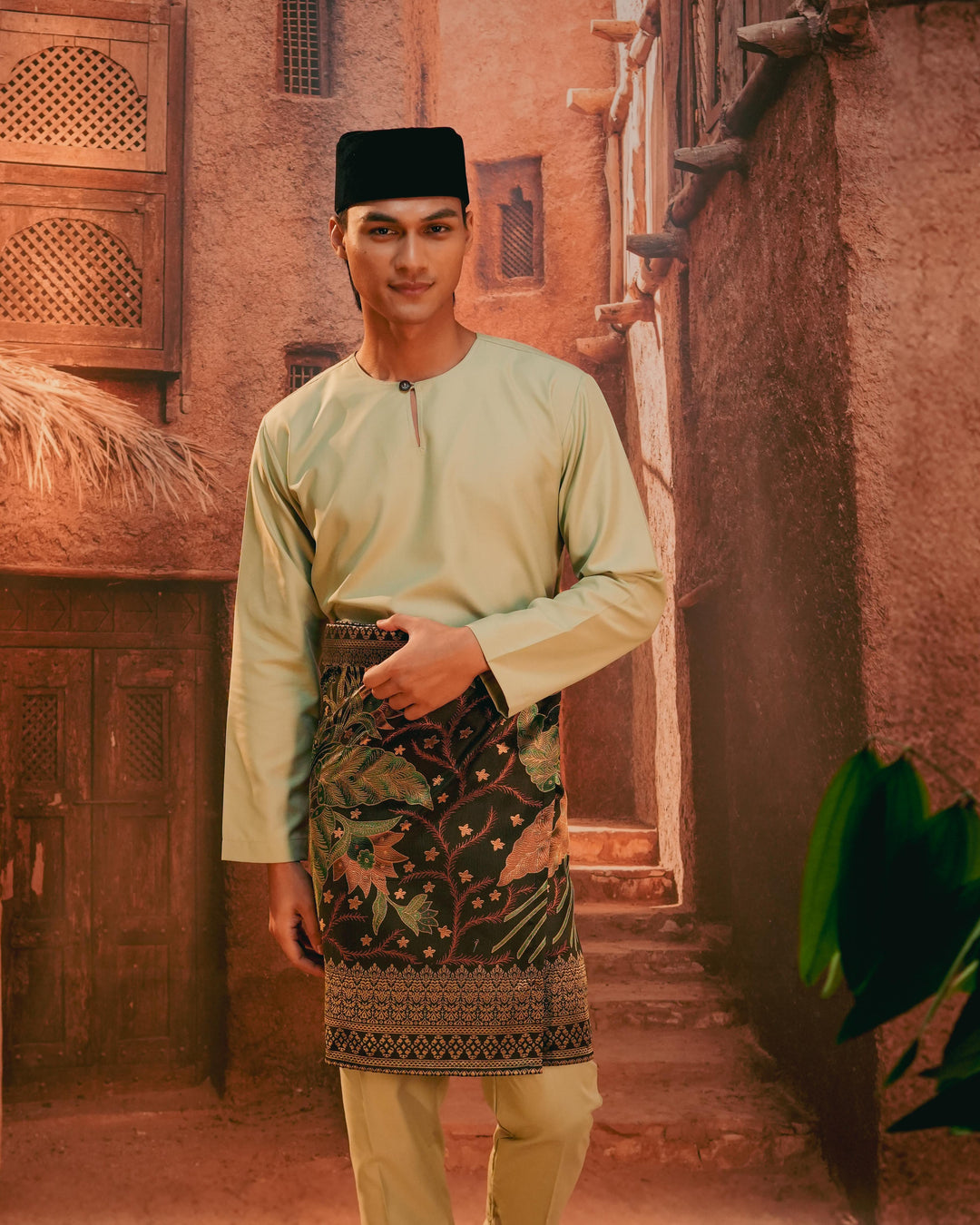 Bunga Seri Instant Sampin Adult - Green & Gold