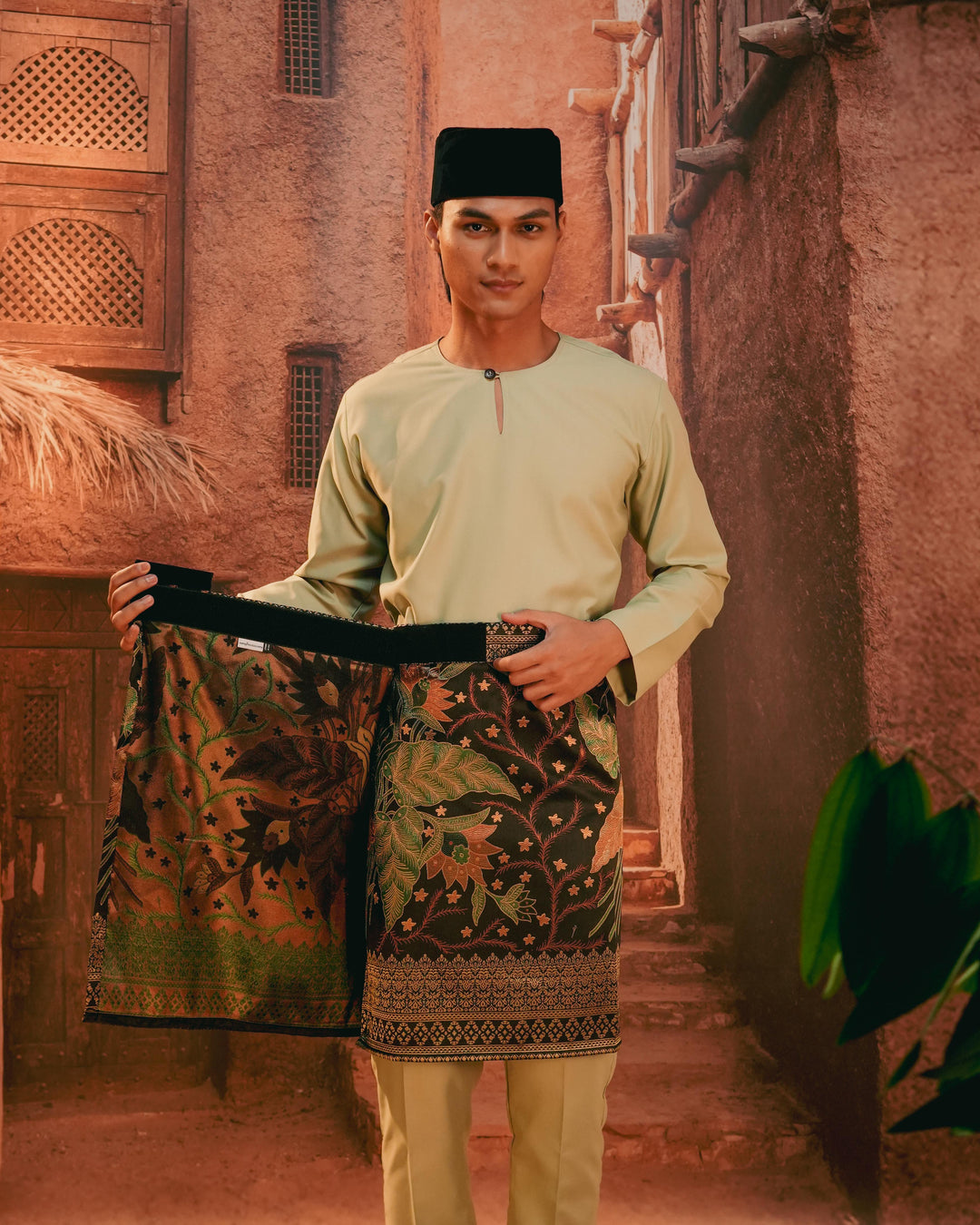 Bunga Seri Instant Sampin Adult - Green & Gold