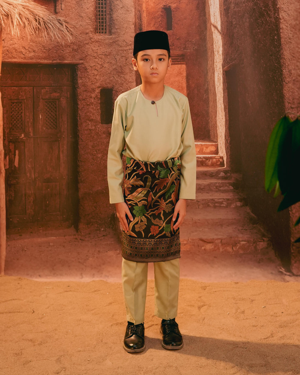 Anyaman Lestari Instant Sampin Kid - Green & Gold - SampinExclusiveMy