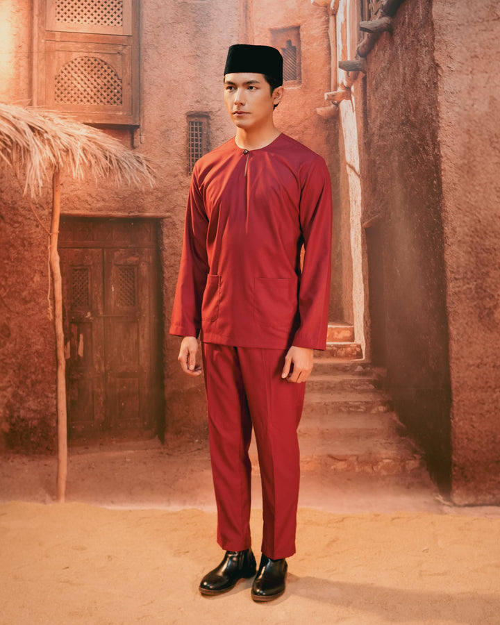 Baju Melayu Teluk Belanga - Maroon - SampinExclusiveMy