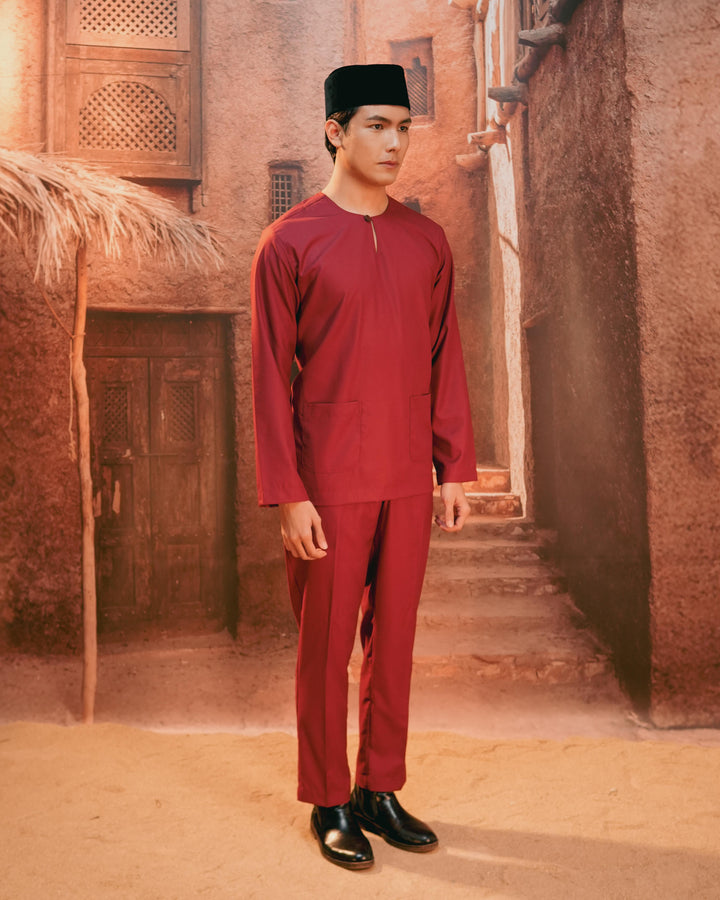 Baju Melayu Teluk Belanga - Maroon - SampinExclusiveMy